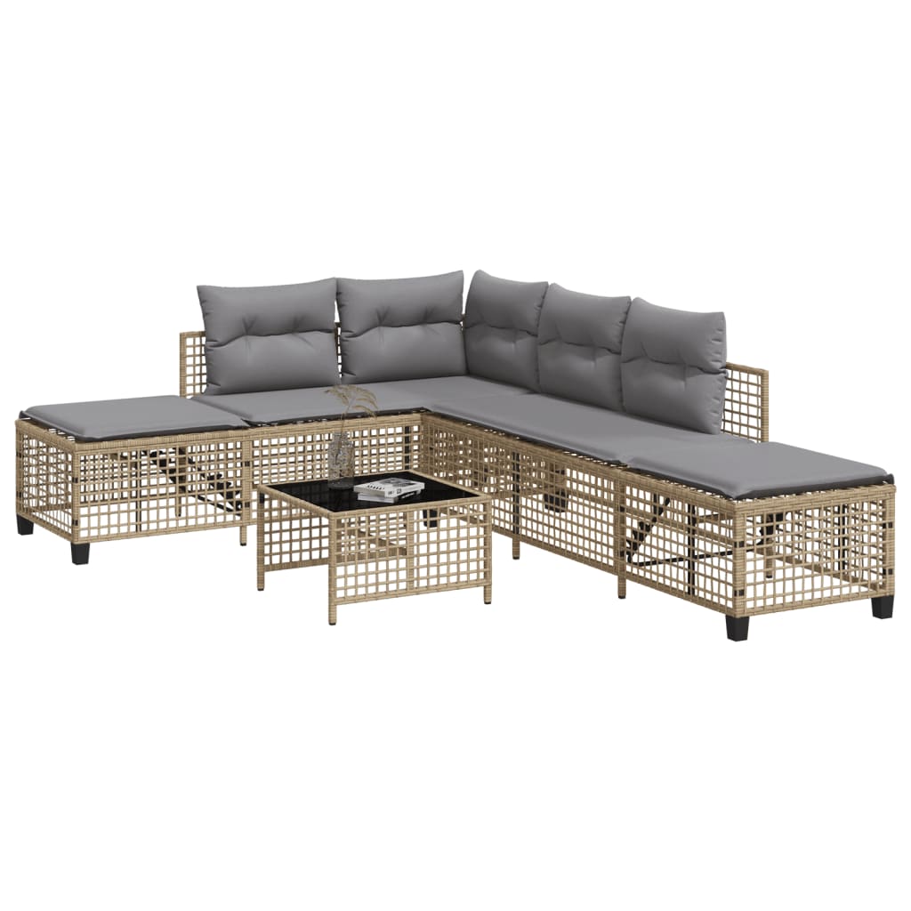 3-delige Loungeset met kussens poly rattan gemengd beige is nu te koop bij PeponiXL, paradijselijk wonen!