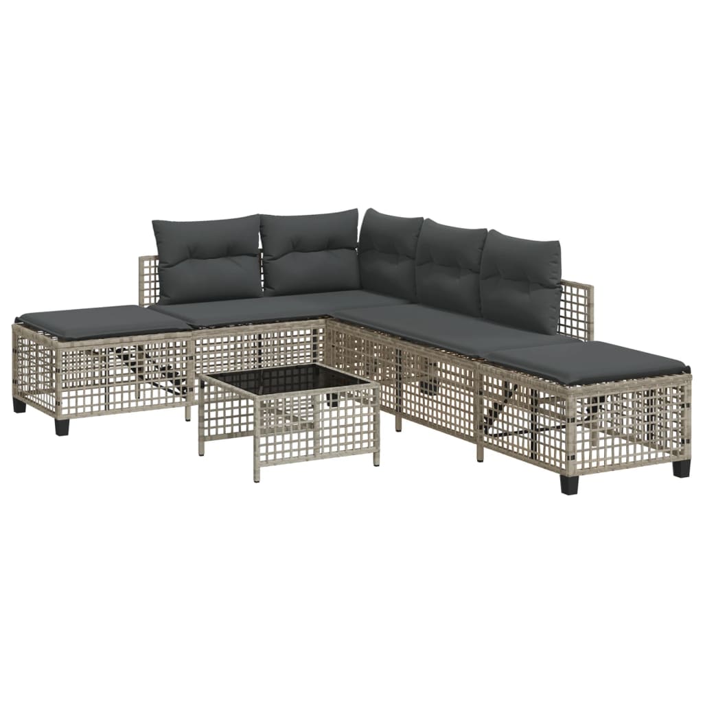 3-delige Loungeset met kussens poly rattan lichtgrijs is nu te koop bij PeponiXL, paradijselijk wonen!