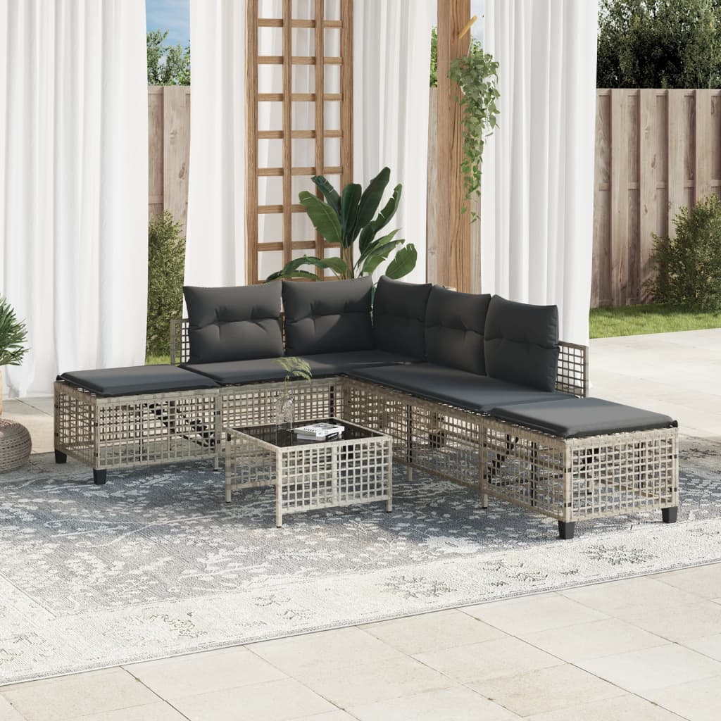 3-delige Loungeset met kussens poly rattan lichtgrijs is nu te koop bij PeponiXL, paradijselijk wonen!