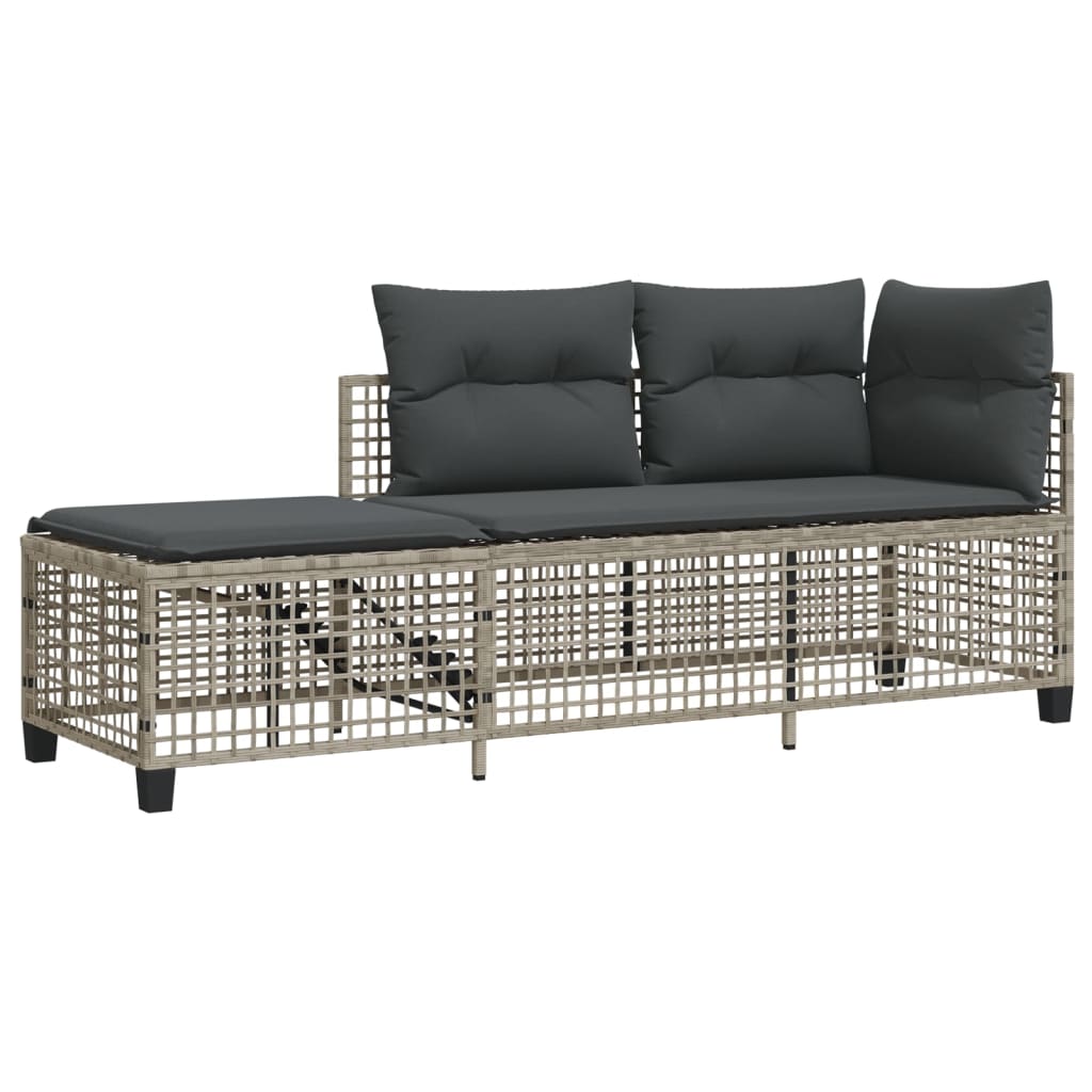 3-delige Loungeset met kussens poly rattan lichtgrijs is nu te koop bij PeponiXL, paradijselijk wonen!