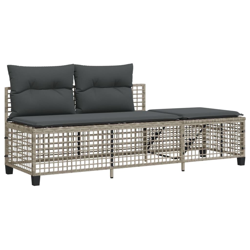 3-delige Loungeset met kussens poly rattan lichtgrijs is nu te koop bij PeponiXL, paradijselijk wonen!