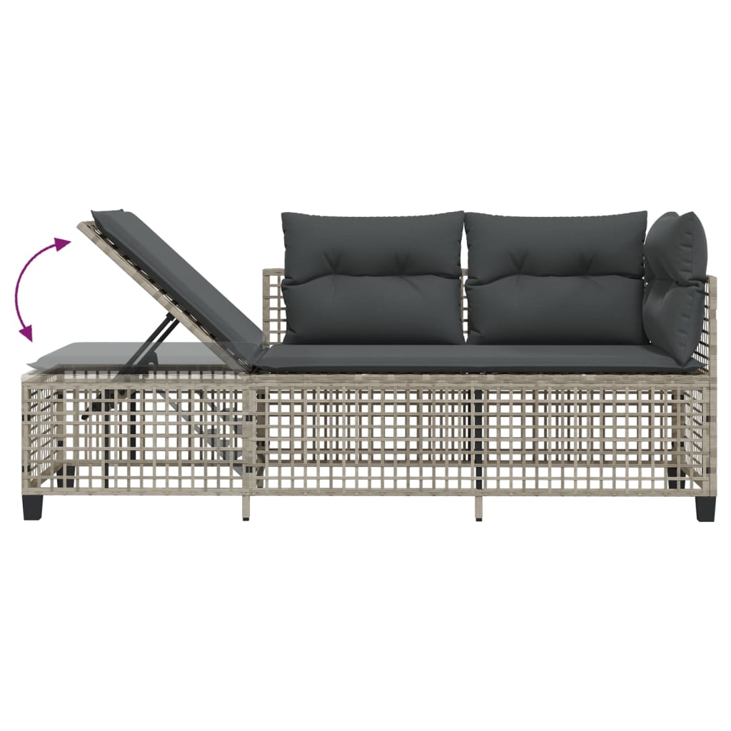 3-delige Loungeset met kussens poly rattan lichtgrijs is nu te koop bij PeponiXL, paradijselijk wonen!