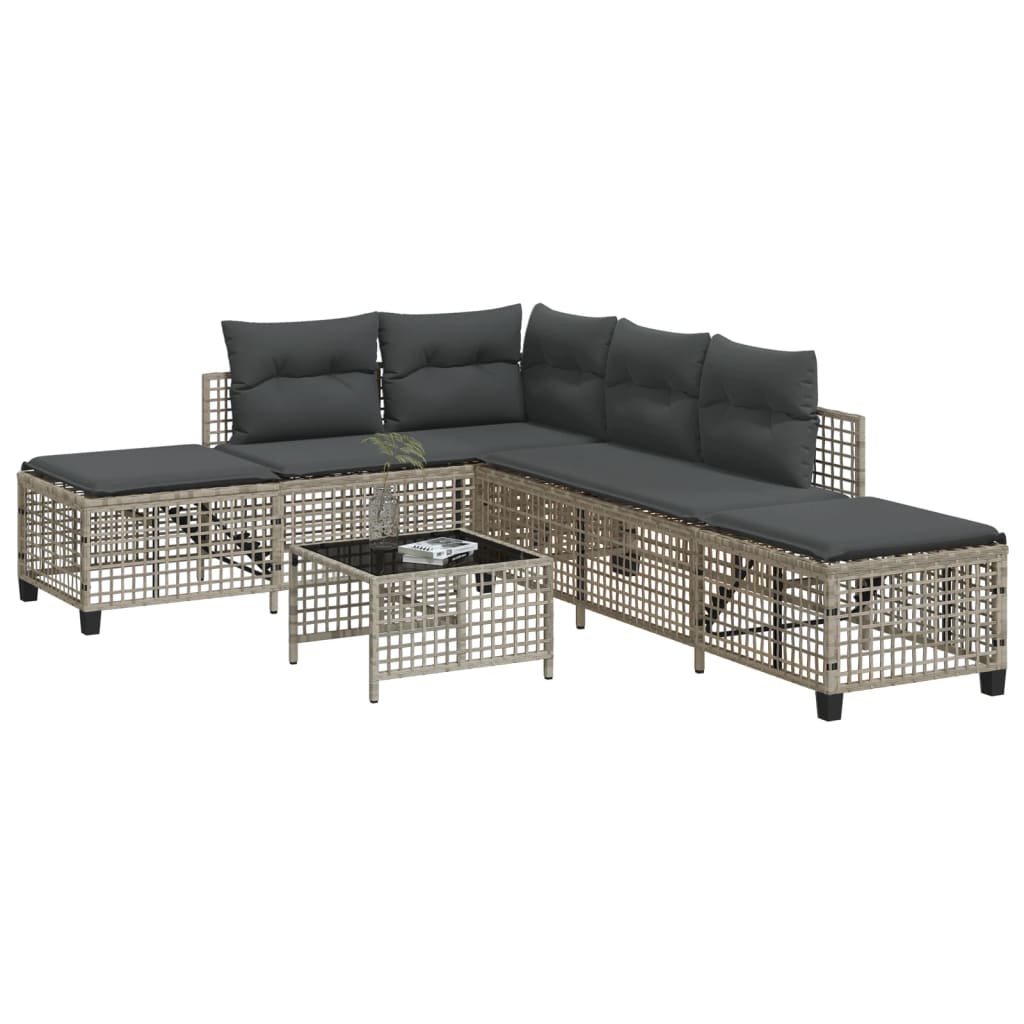 3-delige Loungeset met kussens poly rattan lichtgrijs is nu te koop bij PeponiXL, paradijselijk wonen!