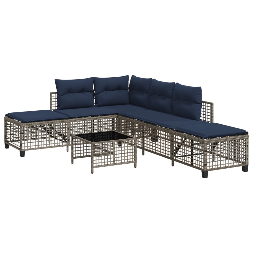 3-delige hoektuinbankset met kussens, grijs polyrotan is nu te koop bij PeponiXL, paradijselijk wonen!