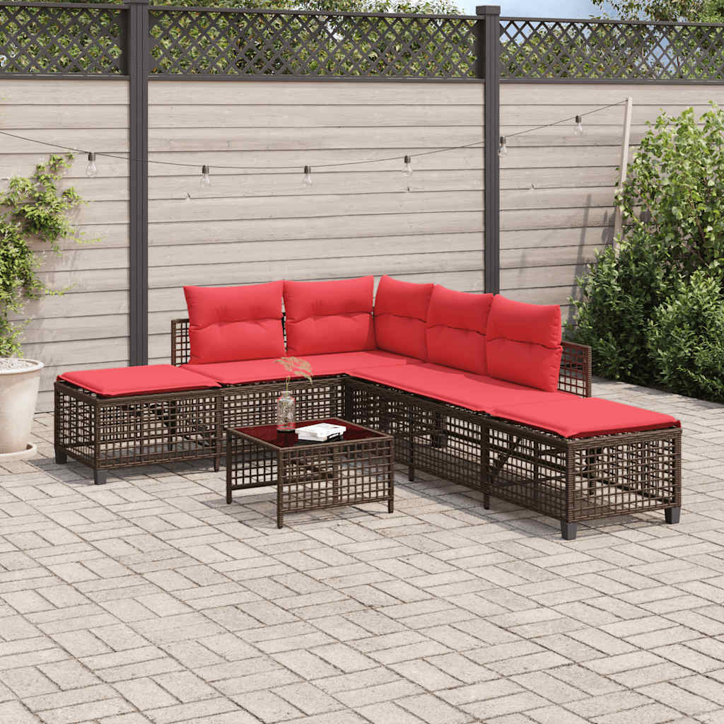 3-delige hoektuinbankset met kussens, bruin polyrotan is nu te koop bij PeponiXL, paradijselijk wonen!