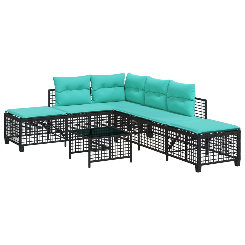 3-delige hoektuinbankset met kussens, zwart polyrotan is nu te koop bij PeponiXL, paradijselijk wonen!