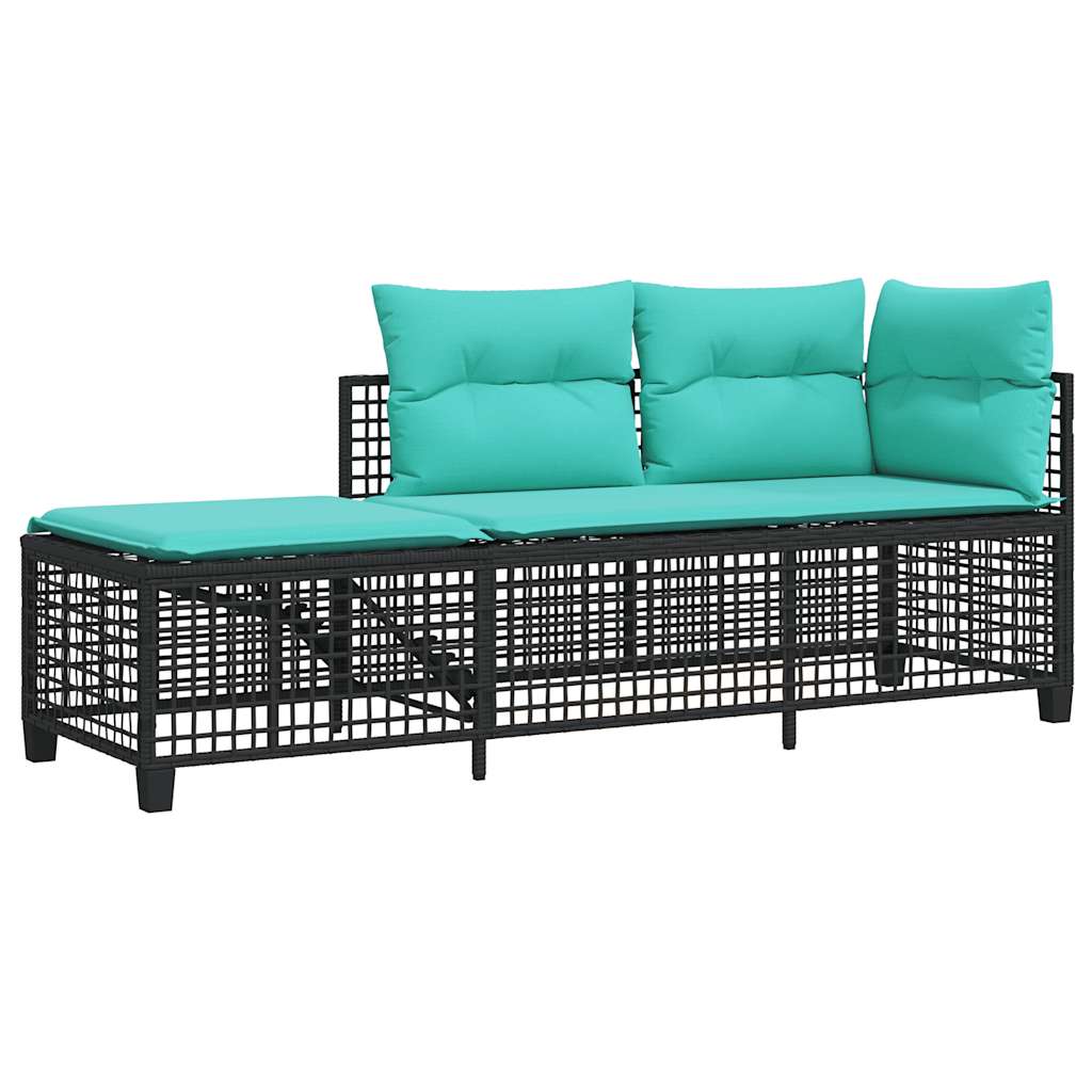 3-delige hoektuinbankset met kussens, zwart polyrotan is nu te koop bij PeponiXL, paradijselijk wonen!