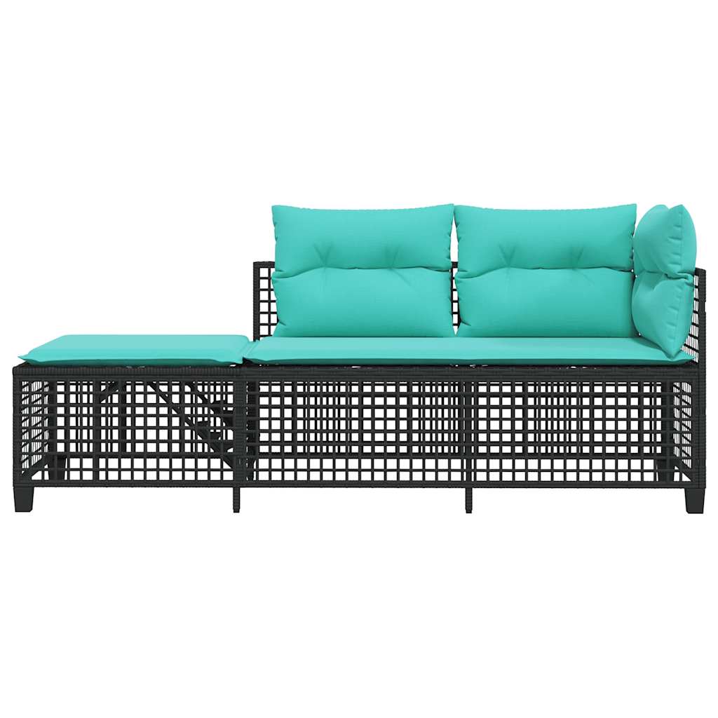 3-delige hoektuinbankset met kussens, zwart polyrotan is nu te koop bij PeponiXL, paradijselijk wonen!