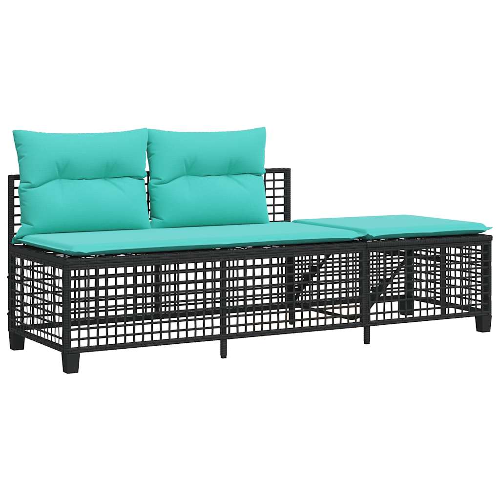 3-delige hoektuinbankset met kussens, zwart polyrotan is nu te koop bij PeponiXL, paradijselijk wonen!