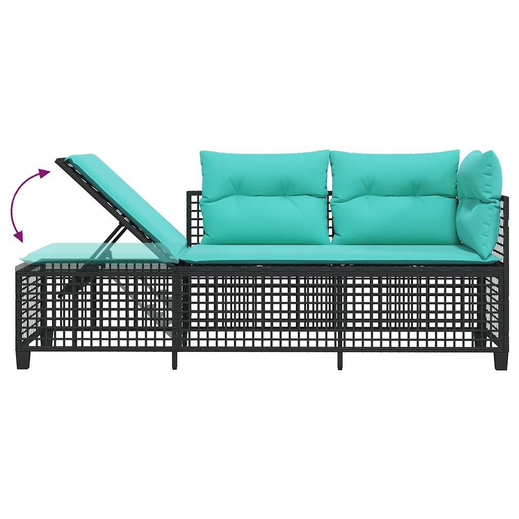 3-delige hoektuinbankset met kussens, zwart polyrotan is nu te koop bij PeponiXL, paradijselijk wonen!