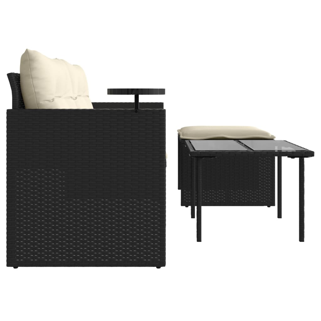 3-delige Loungeset met kussens poly rattan zwart is nu te koop bij PeponiXL, paradijselijk wonen!