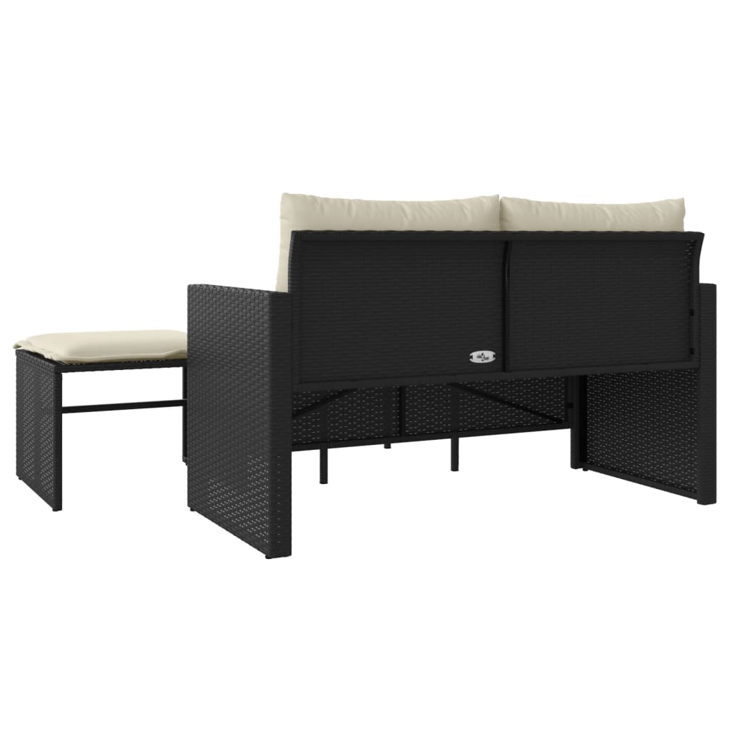 3-delige Loungeset met kussens poly rattan zwart is nu te koop bij PeponiXL, paradijselijk wonen!