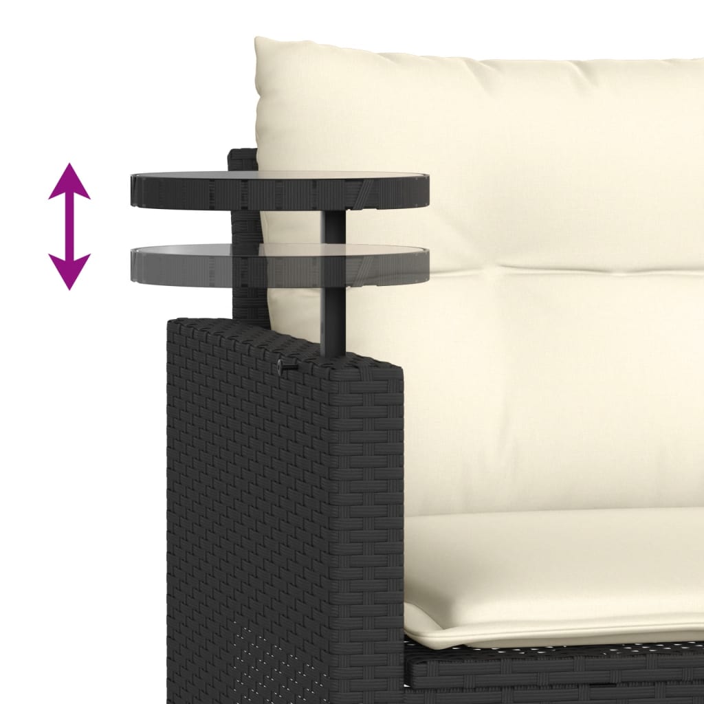 3-delige Loungeset met kussens poly rattan zwart is nu te koop bij PeponiXL, paradijselijk wonen!