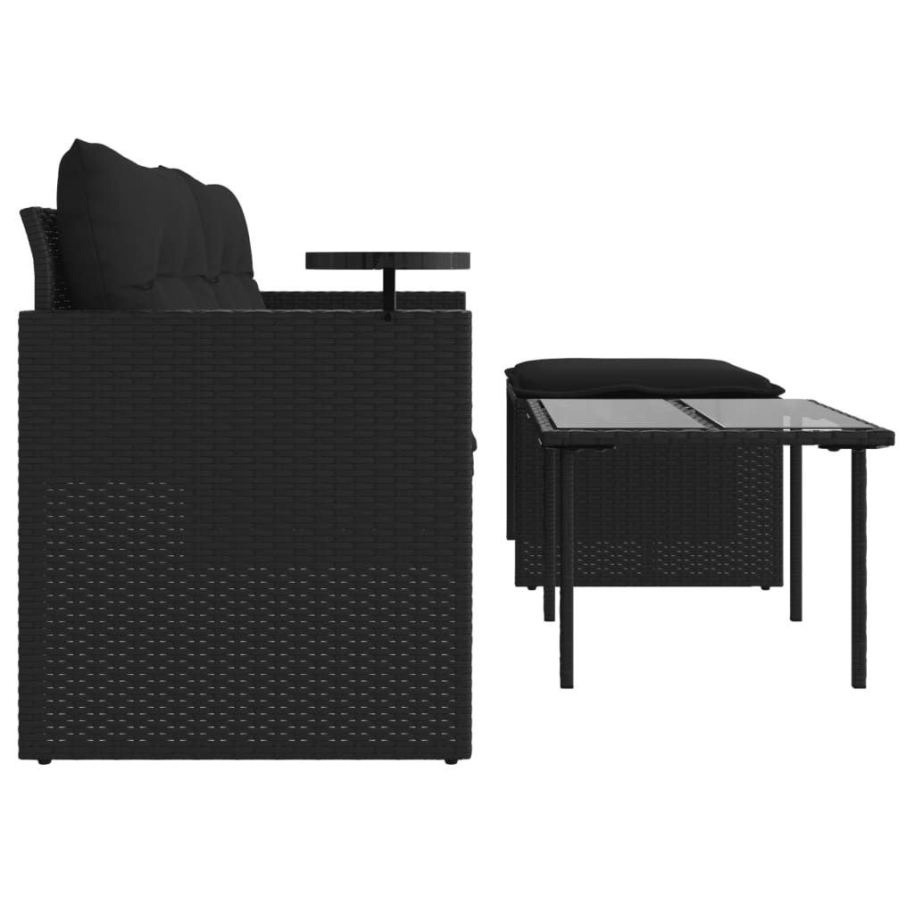 3-delige Loungeset met kussens poly rattan zwart is nu te koop bij PeponiXL, paradijselijk wonen!