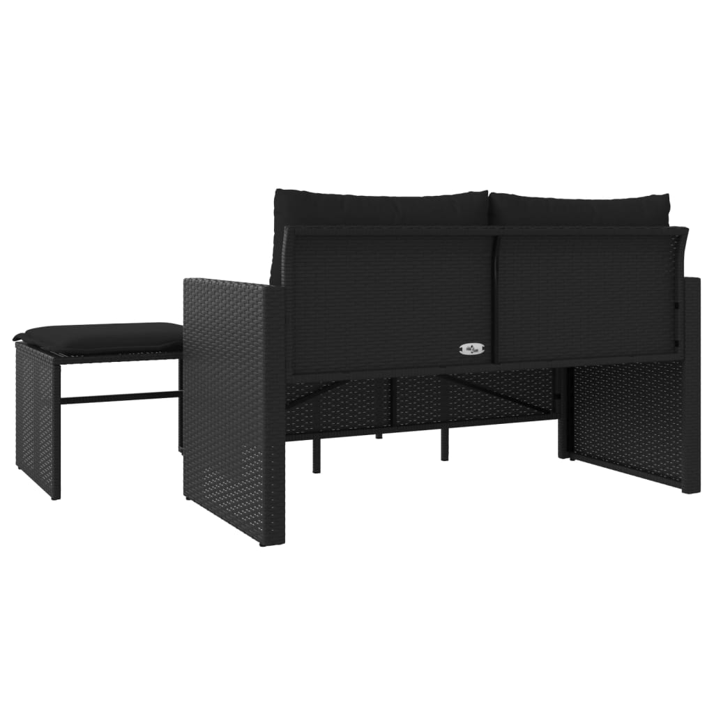 3-delige Loungeset met kussens poly rattan zwart is nu te koop bij PeponiXL, paradijselijk wonen!