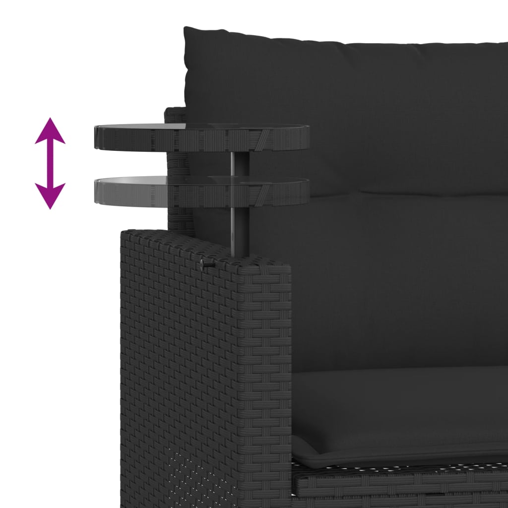 3-delige Loungeset met kussens poly rattan zwart is nu te koop bij PeponiXL, paradijselijk wonen!
