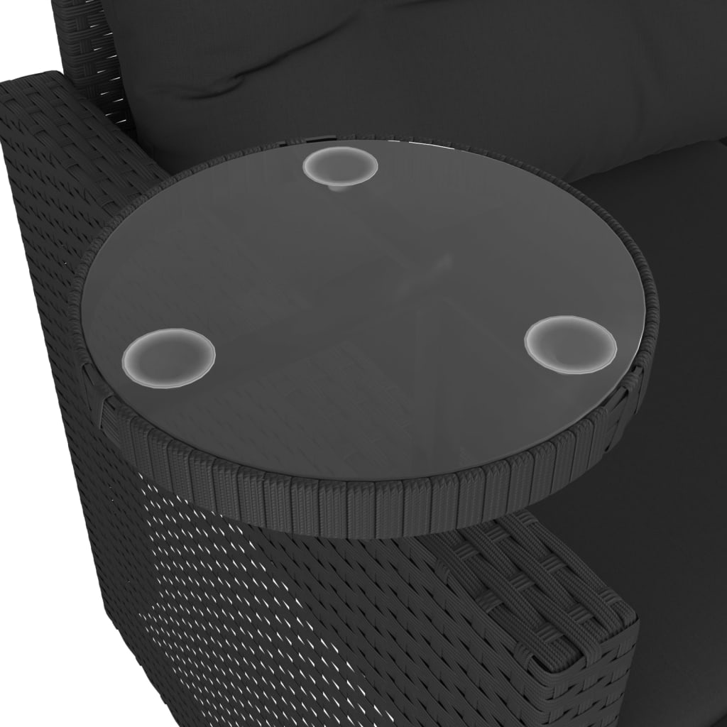 3-delige Loungeset met kussens poly rattan zwart is nu te koop bij PeponiXL, paradijselijk wonen!