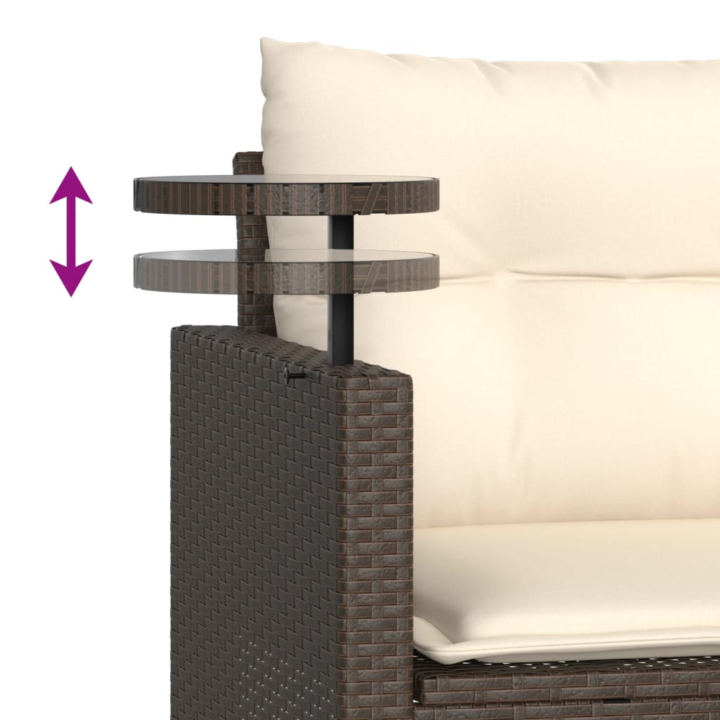 3-delige Loungeset met kussens poly rattan bruin is nu te koop bij PeponiXL, paradijselijk wonen!