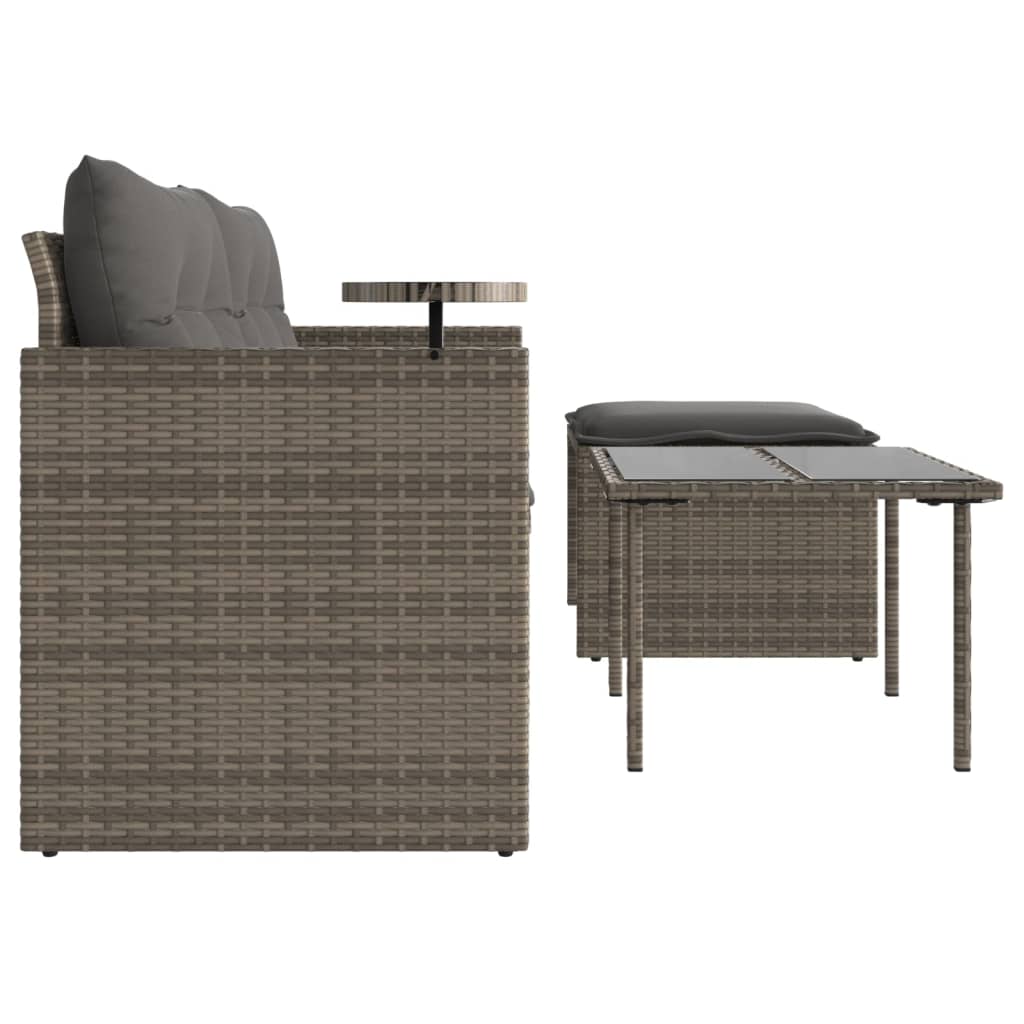 3-delige Loungeset met kussens poly rattan grijs is nu te koop bij PeponiXL, paradijselijk wonen!