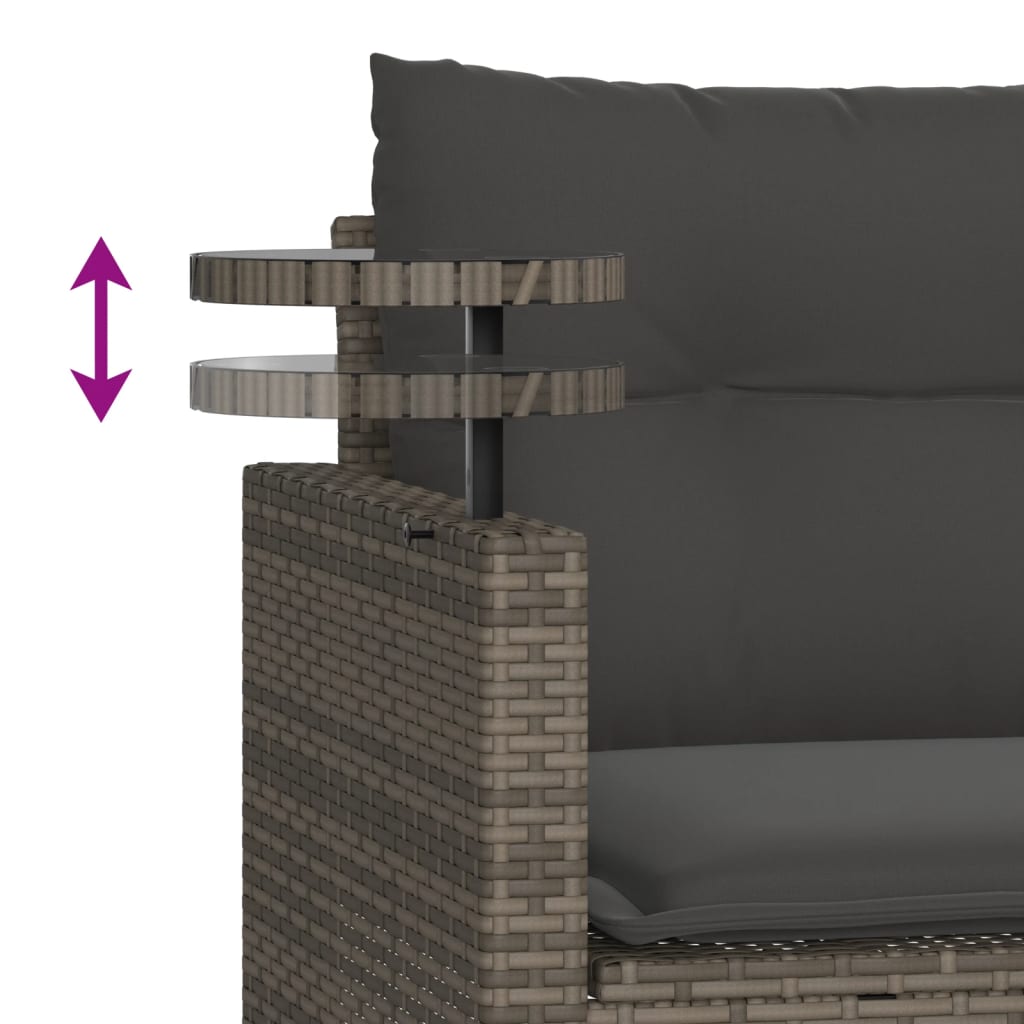 3-delige Loungeset met kussens poly rattan grijs is nu te koop bij PeponiXL, paradijselijk wonen!