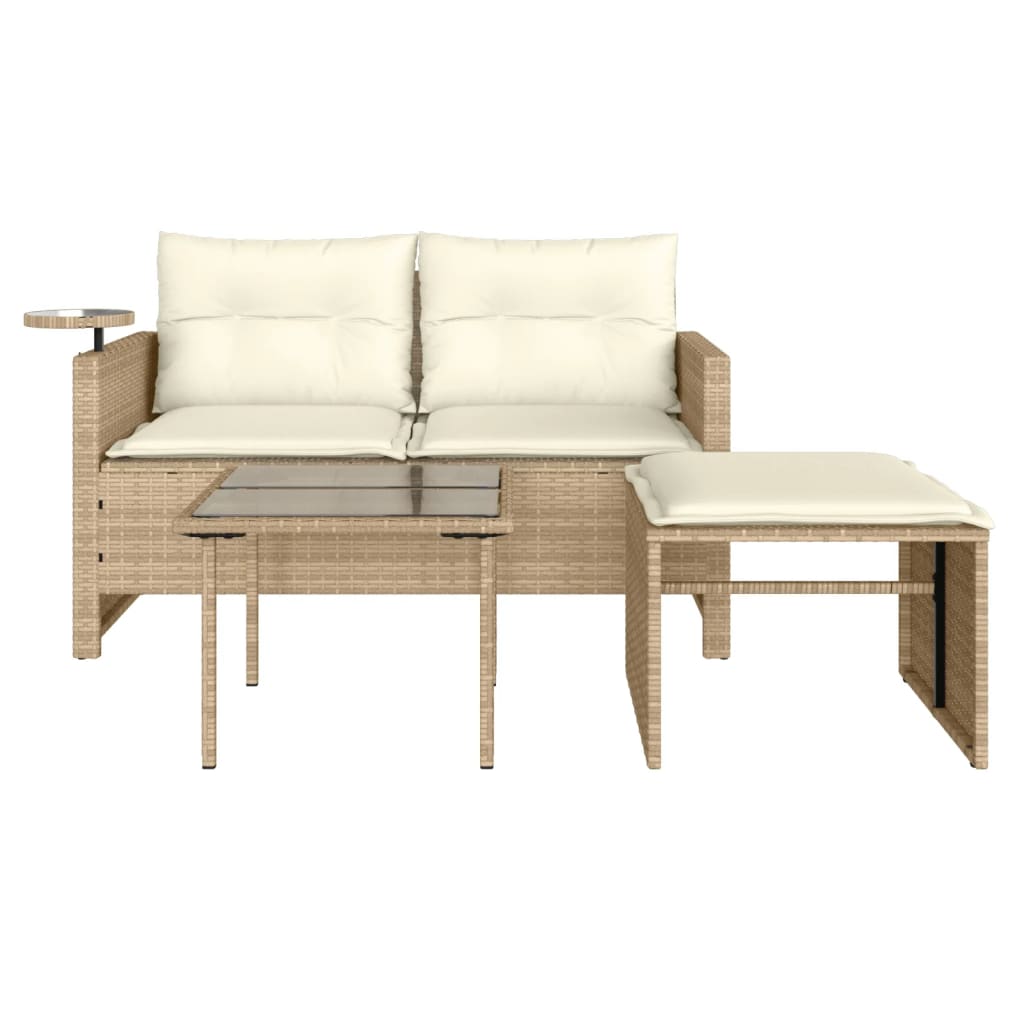 3-delige Loungeset met kussens poly rattan beige is nu te koop bij PeponiXL, paradijselijk wonen!