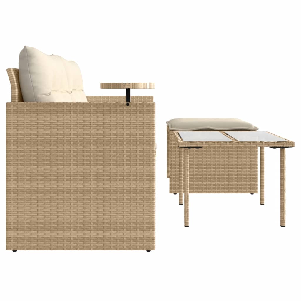 3-delige Loungeset met kussens poly rattan beige is nu te koop bij PeponiXL, paradijselijk wonen!