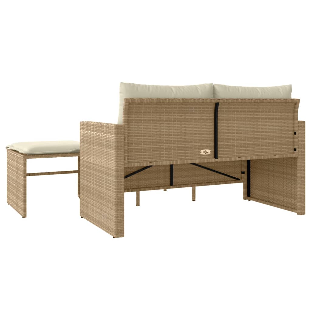 3-delige Loungeset met kussens poly rattan beige is nu te koop bij PeponiXL, paradijselijk wonen!