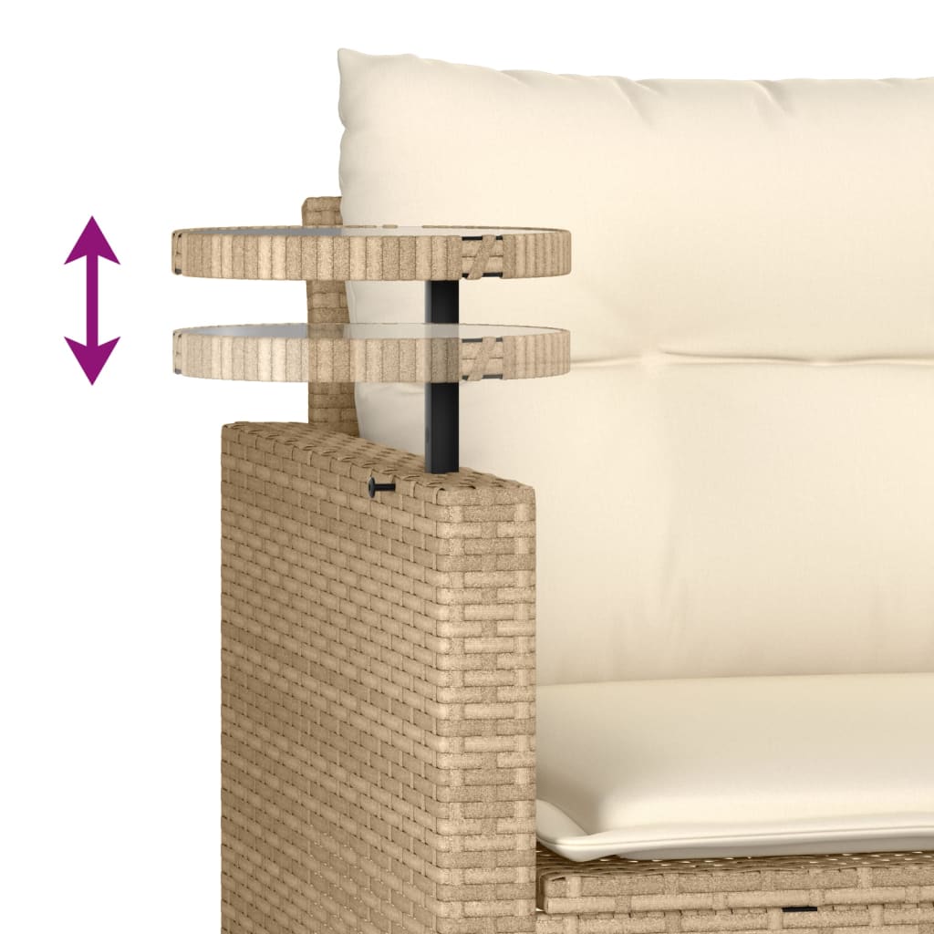 3-delige Loungeset met kussens poly rattan beige is nu te koop bij PeponiXL, paradijselijk wonen!