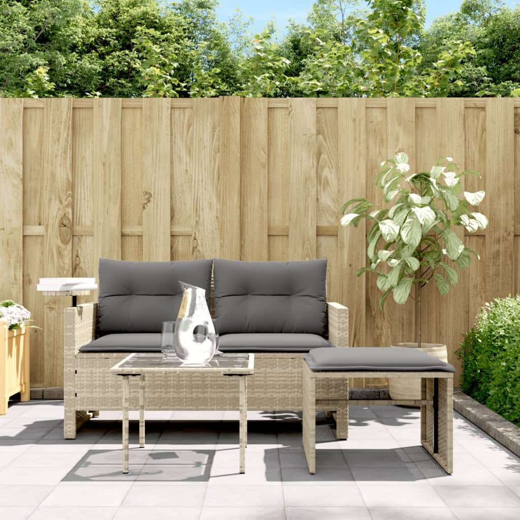 3-delige Loungeset met kussens poly rattan lichtgrijs is nu te koop bij PeponiXL, paradijselijk wonen!