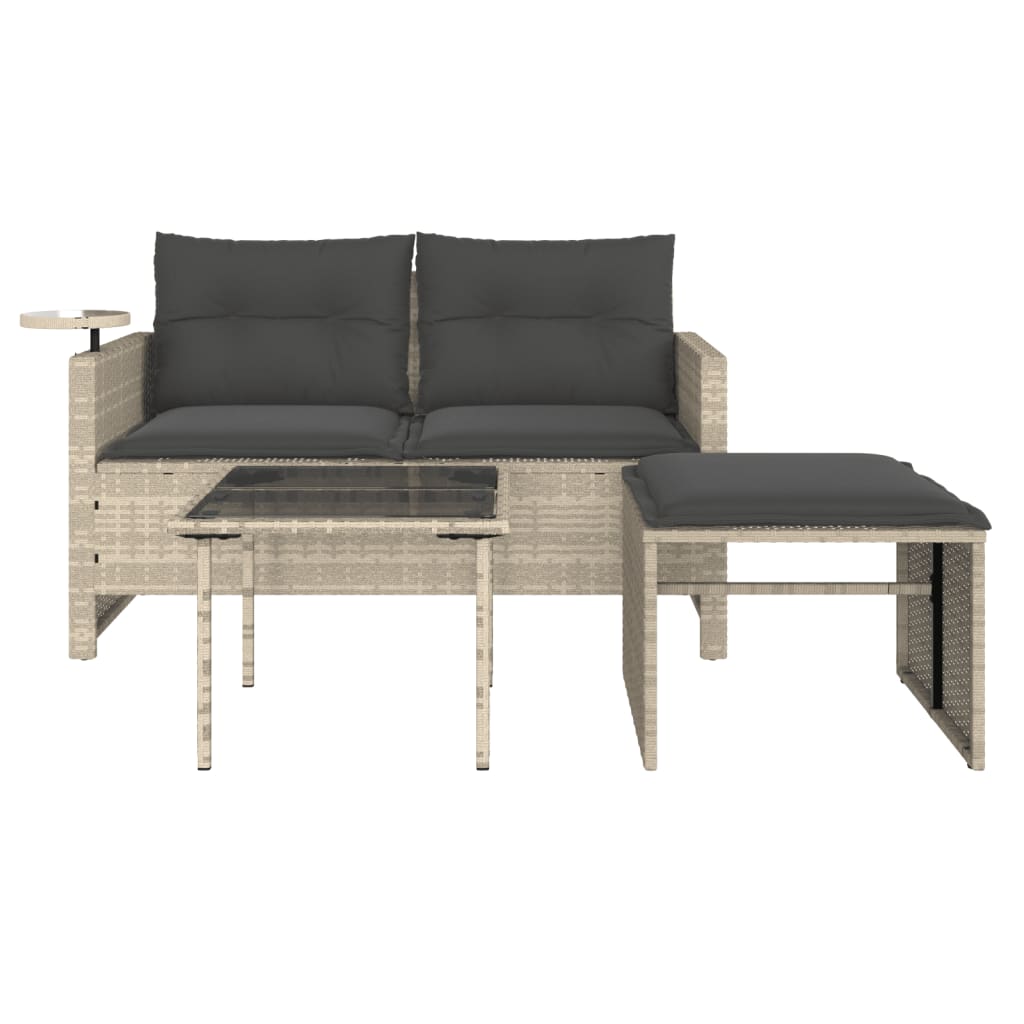 3-delige Loungeset met kussens poly rattan lichtgrijs is nu te koop bij PeponiXL, paradijselijk wonen!