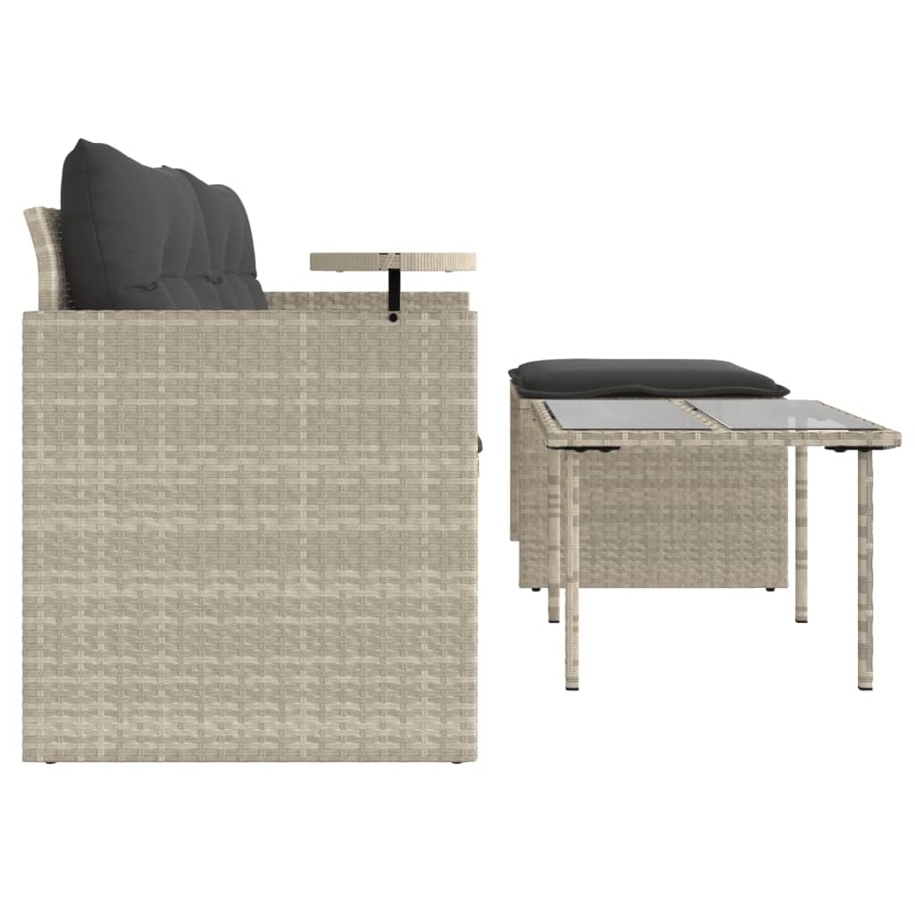 3-delige Loungeset met kussens poly rattan lichtgrijs is nu te koop bij PeponiXL, paradijselijk wonen!