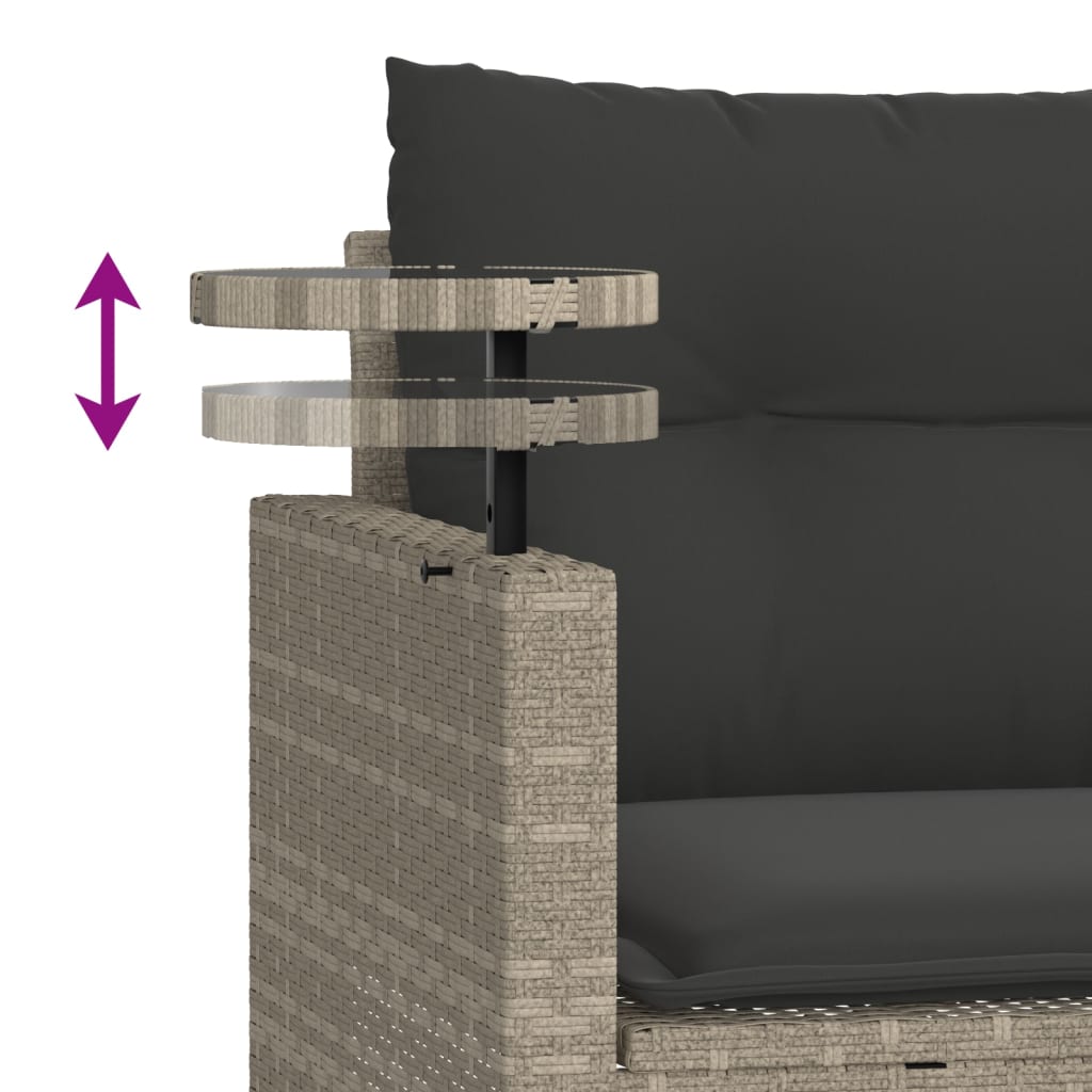 3-delige Loungeset met kussens poly rattan lichtgrijs is nu te koop bij PeponiXL, paradijselijk wonen!