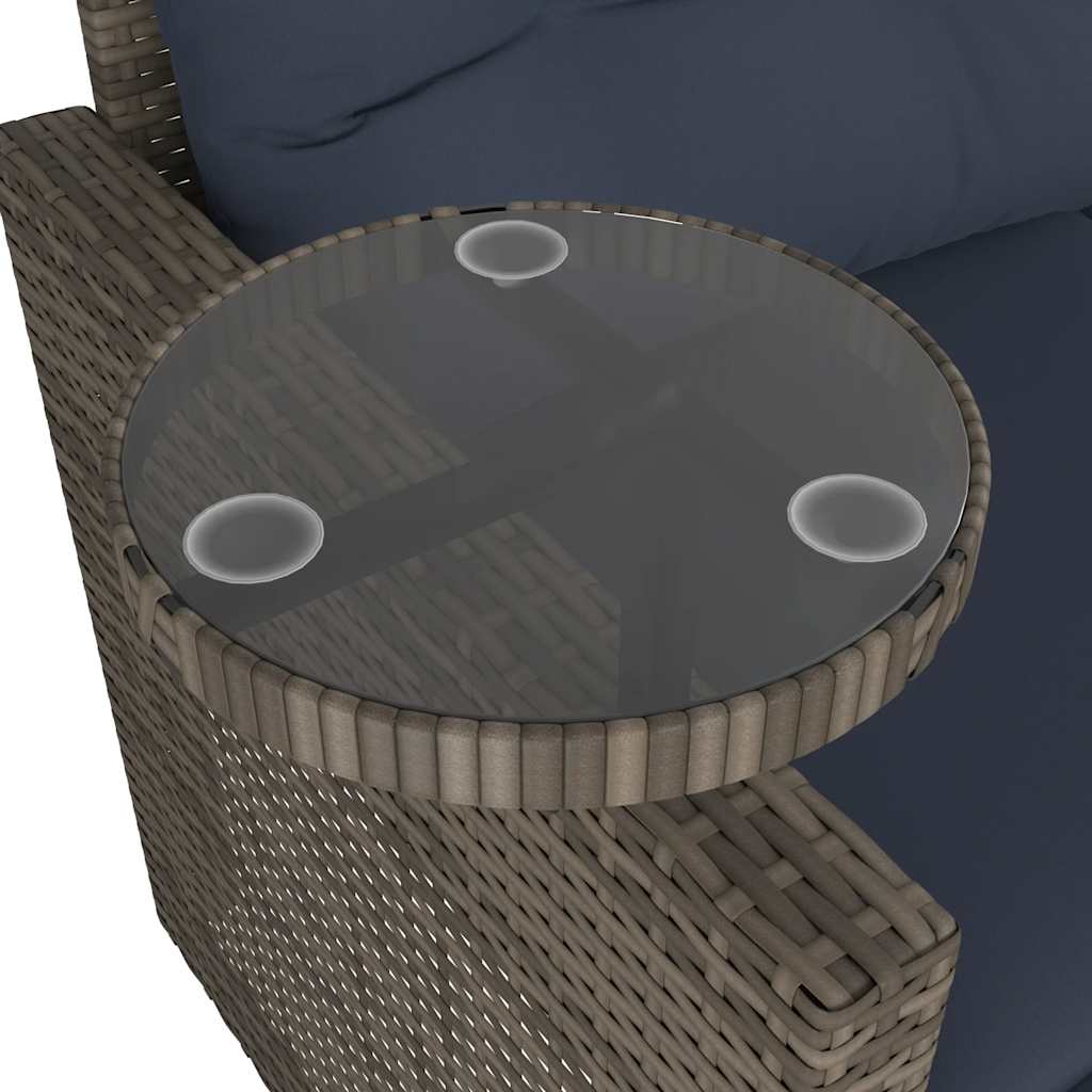3-delige tuinbankset met kussens, grijs polyrotan is nu te koop bij PeponiXL, paradijselijk wonen!