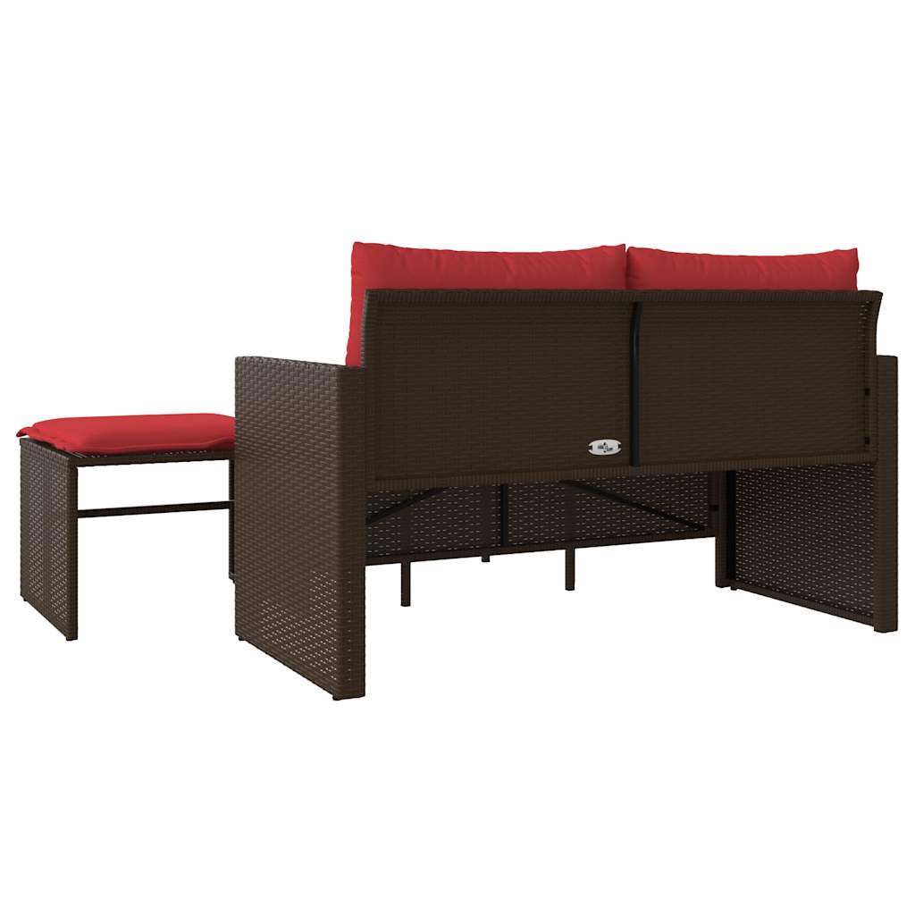 3-delige tuinbankset met kussens, bruin polyrotan is nu te koop bij PeponiXL, paradijselijk wonen!
