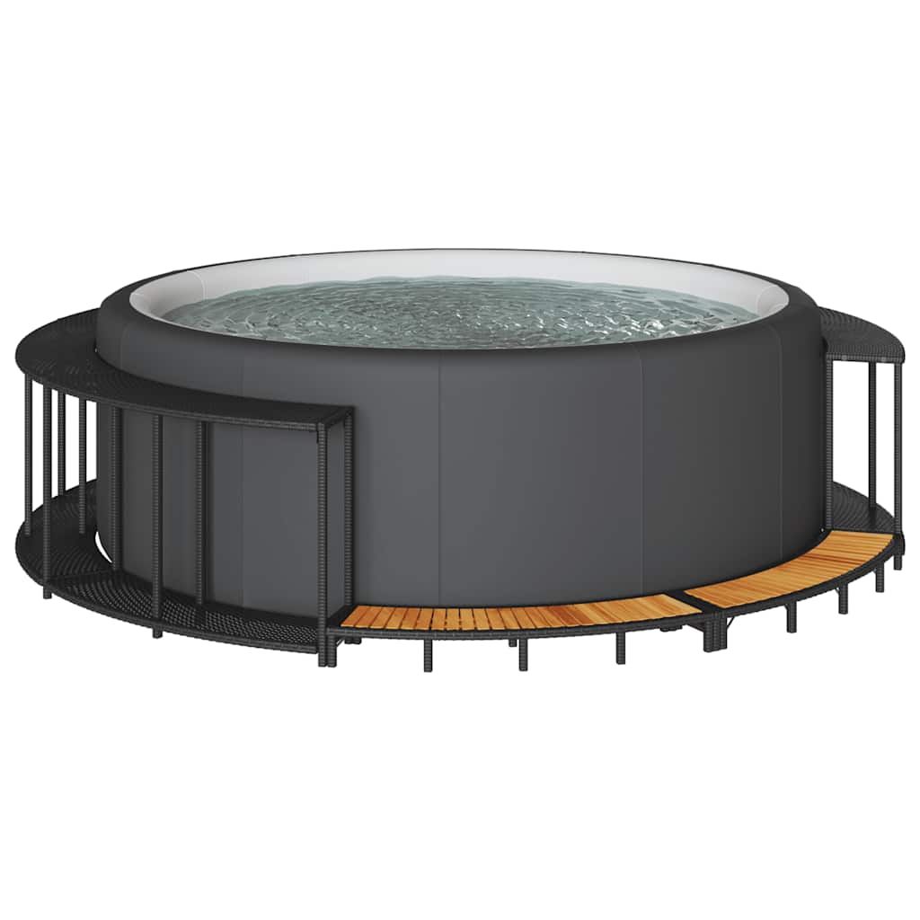 Hottub Surround opbergruimte houten opstapje poly rattan zwart is nu te koop bij PeponiXL, paradijselijk wonen!