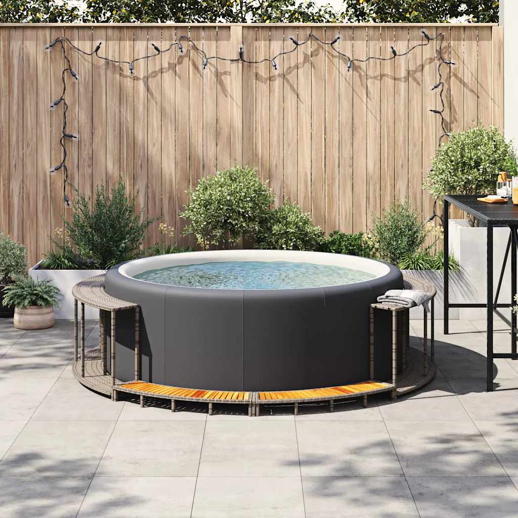 Hottub ombouw opbergruimte en houten opstapje poly rattan grijs is nu te koop bij PeponiXL, paradijselijk wonen!