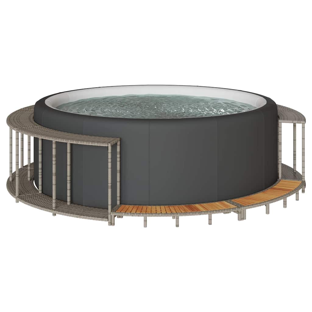 Hottub ombouw opbergruimte en houten opstapje poly rattan grijs is nu te koop bij PeponiXL, paradijselijk wonen!