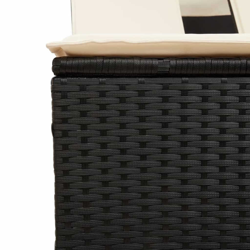 Ligbed 2-persoons met luifel en kussens poly rattan zwart is nu te koop bij PeponiXL, paradijselijk wonen!