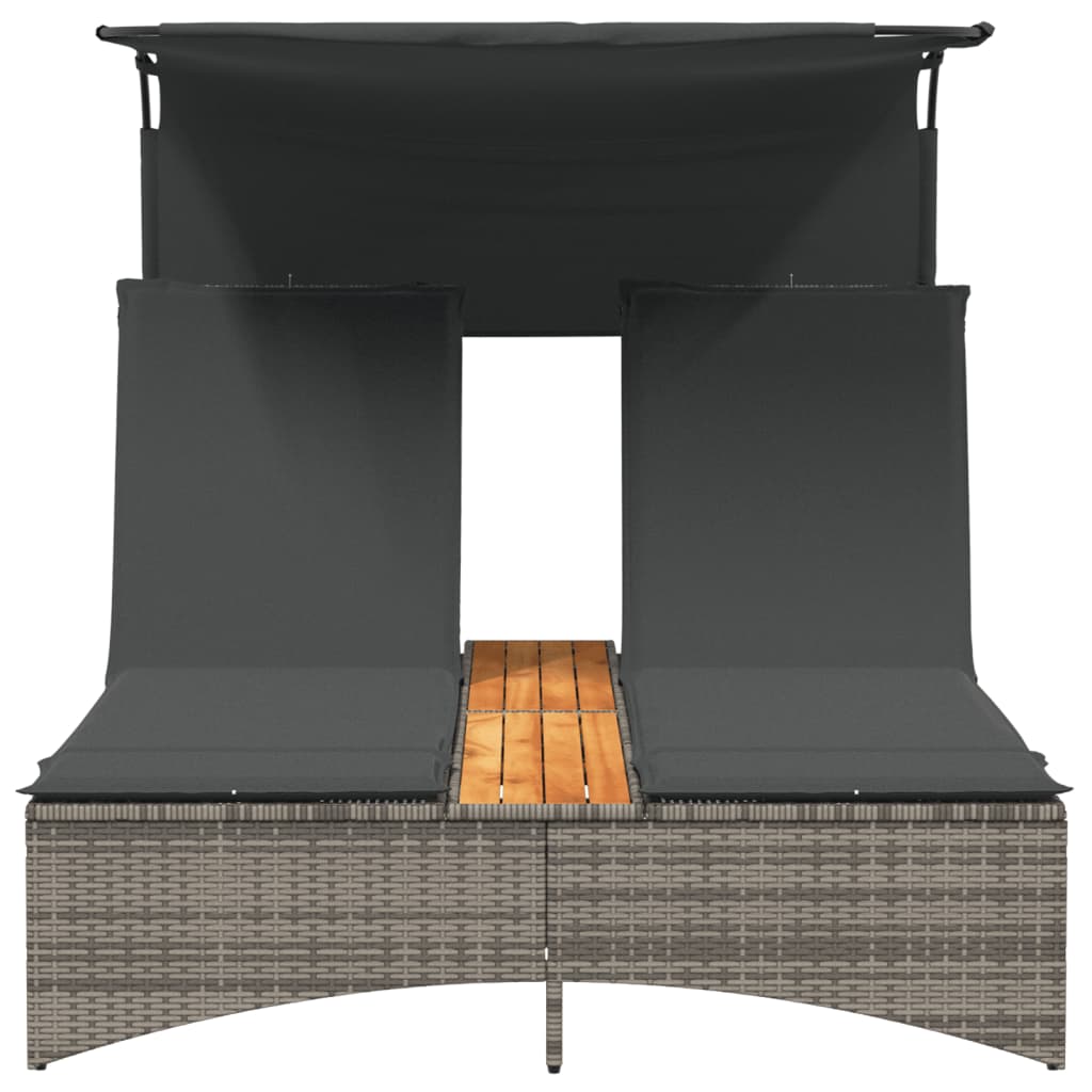 Ligbed 2-persoons met luifel en kussens poly rattan grijs is nu te koop bij PeponiXL, paradijselijk wonen!