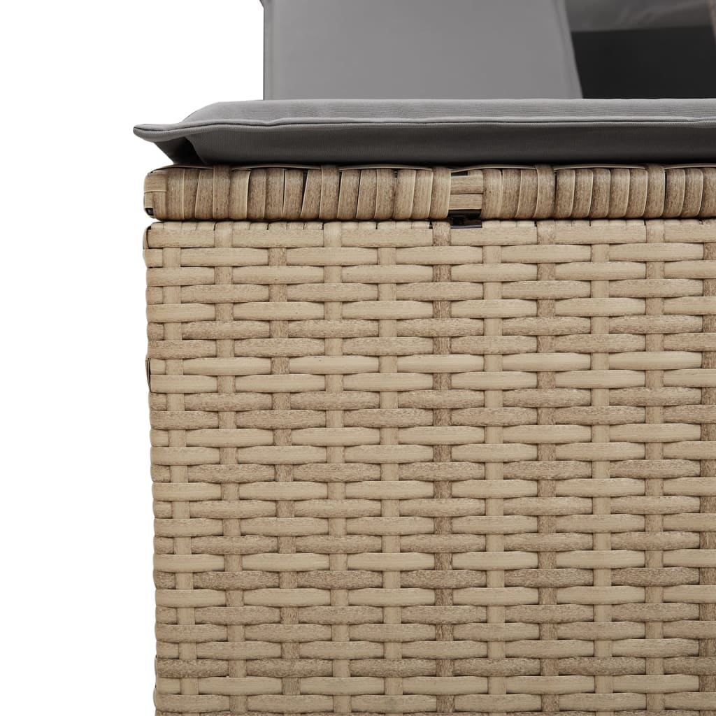 Ligbed 2-persoons luifel en kussens poly rattan gemengd beige is nu te koop bij PeponiXL, paradijselijk wonen!
