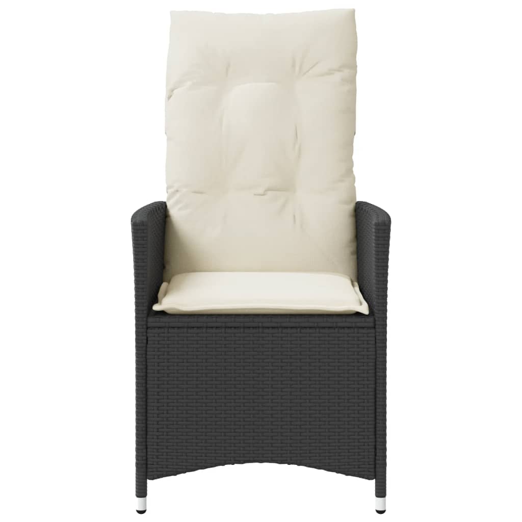 Tuinstoel verstelbaar met kussens poly rattan zwart is nu te koop bij PeponiXL, paradijselijk wonen!