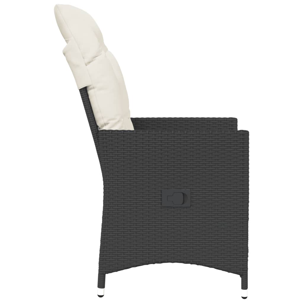 Tuinstoel verstelbaar met kussens poly rattan zwart is nu te koop bij PeponiXL, paradijselijk wonen!