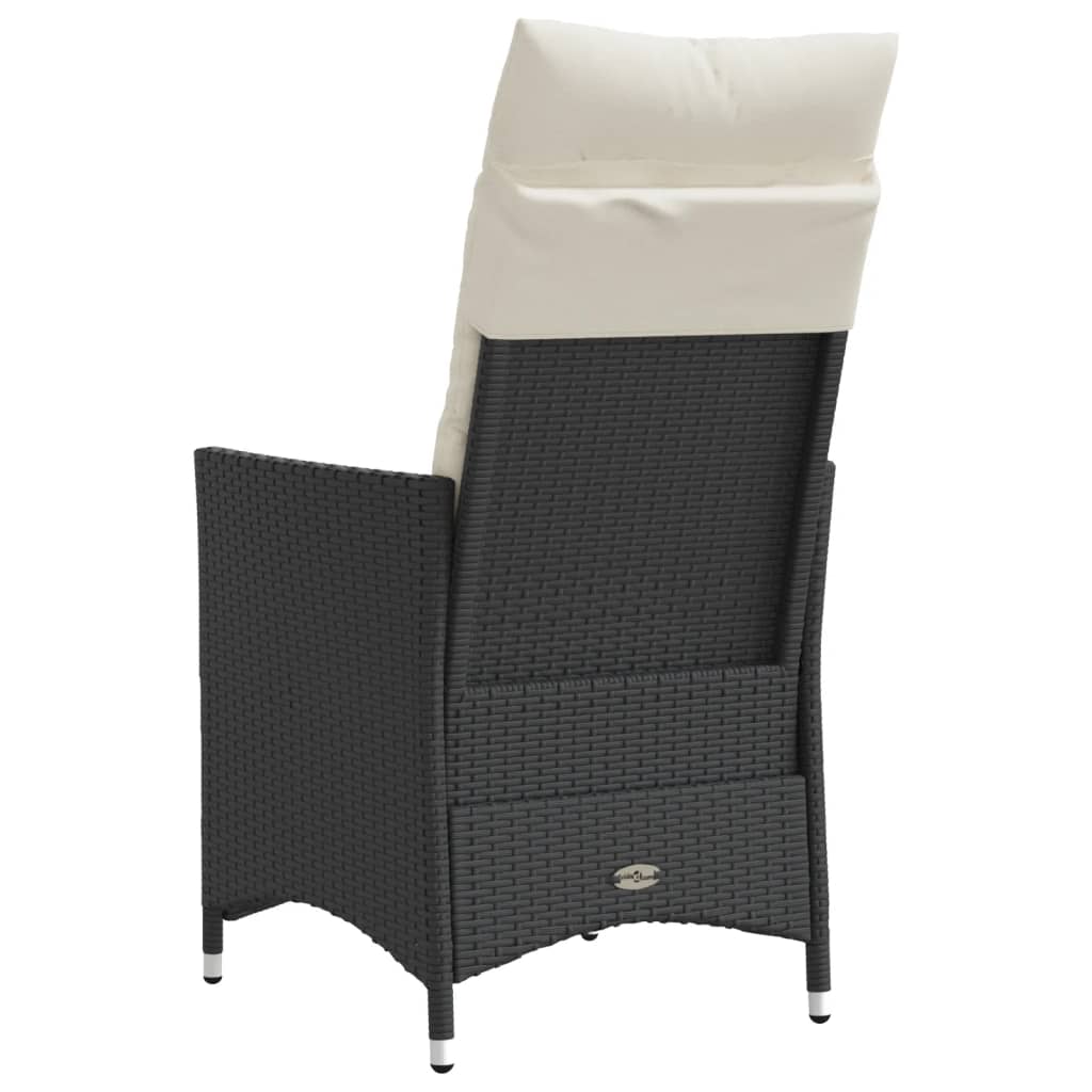 Tuinstoel verstelbaar met kussens poly rattan zwart is nu te koop bij PeponiXL, paradijselijk wonen!