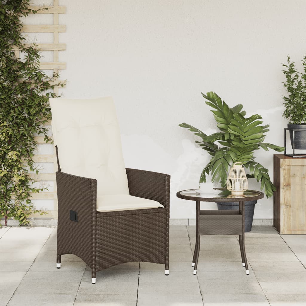 Tuinstoel verstelbaar met kussens poly rattan bruin is nu te koop bij PeponiXL, paradijselijk wonen!
