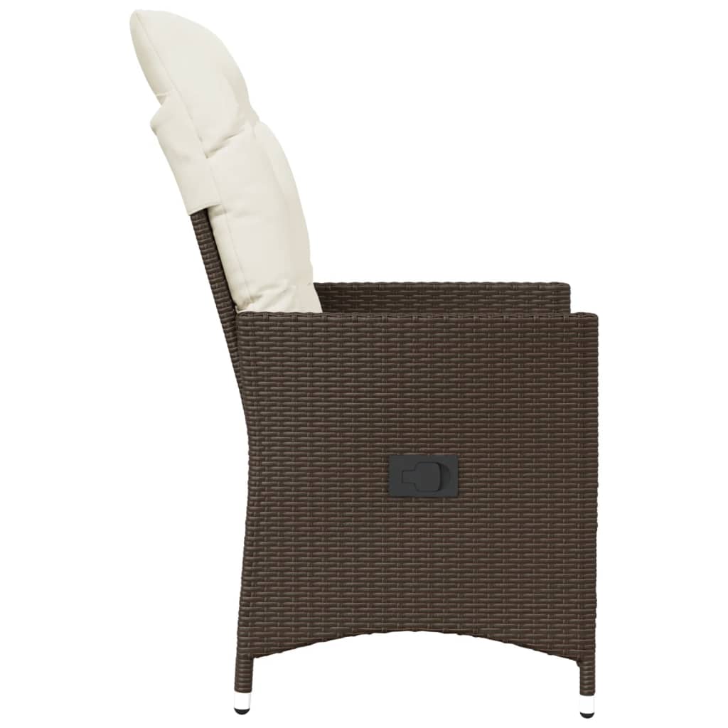 Tuinstoel verstelbaar met kussens poly rattan bruin is nu te koop bij PeponiXL, paradijselijk wonen!