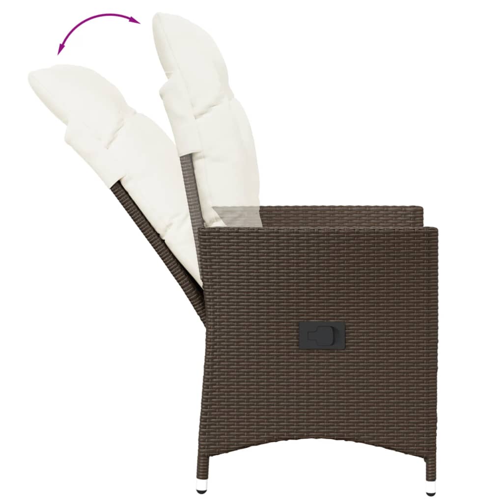 Tuinstoel verstelbaar met kussens poly rattan bruin is nu te koop bij PeponiXL, paradijselijk wonen!