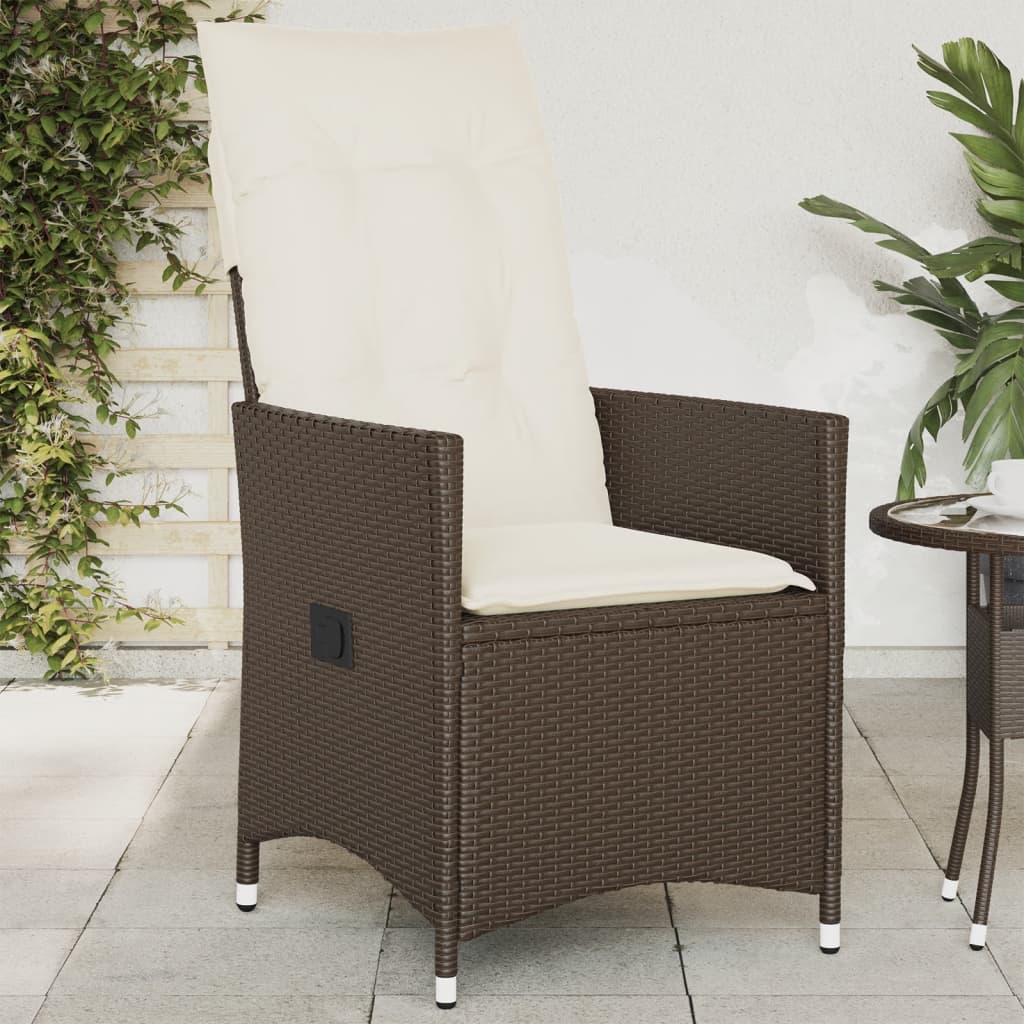 Tuinstoel verstelbaar met kussens poly rattan bruin is nu te koop bij PeponiXL, paradijselijk wonen!