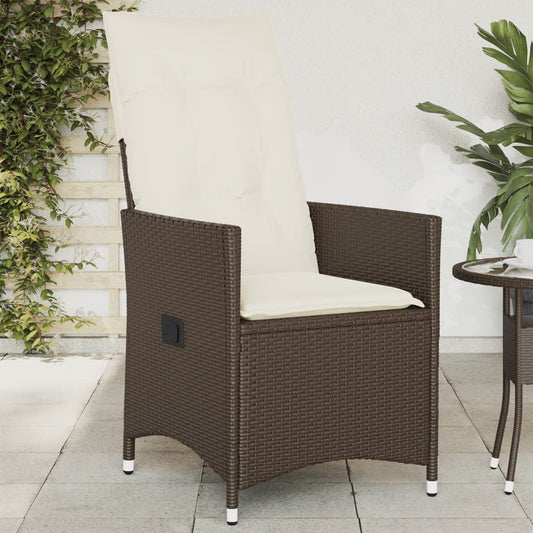 Tuinstoel verstelbaar met kussens poly rattan bruin is nu te koop bij PeponiXL, paradijselijk wonen!