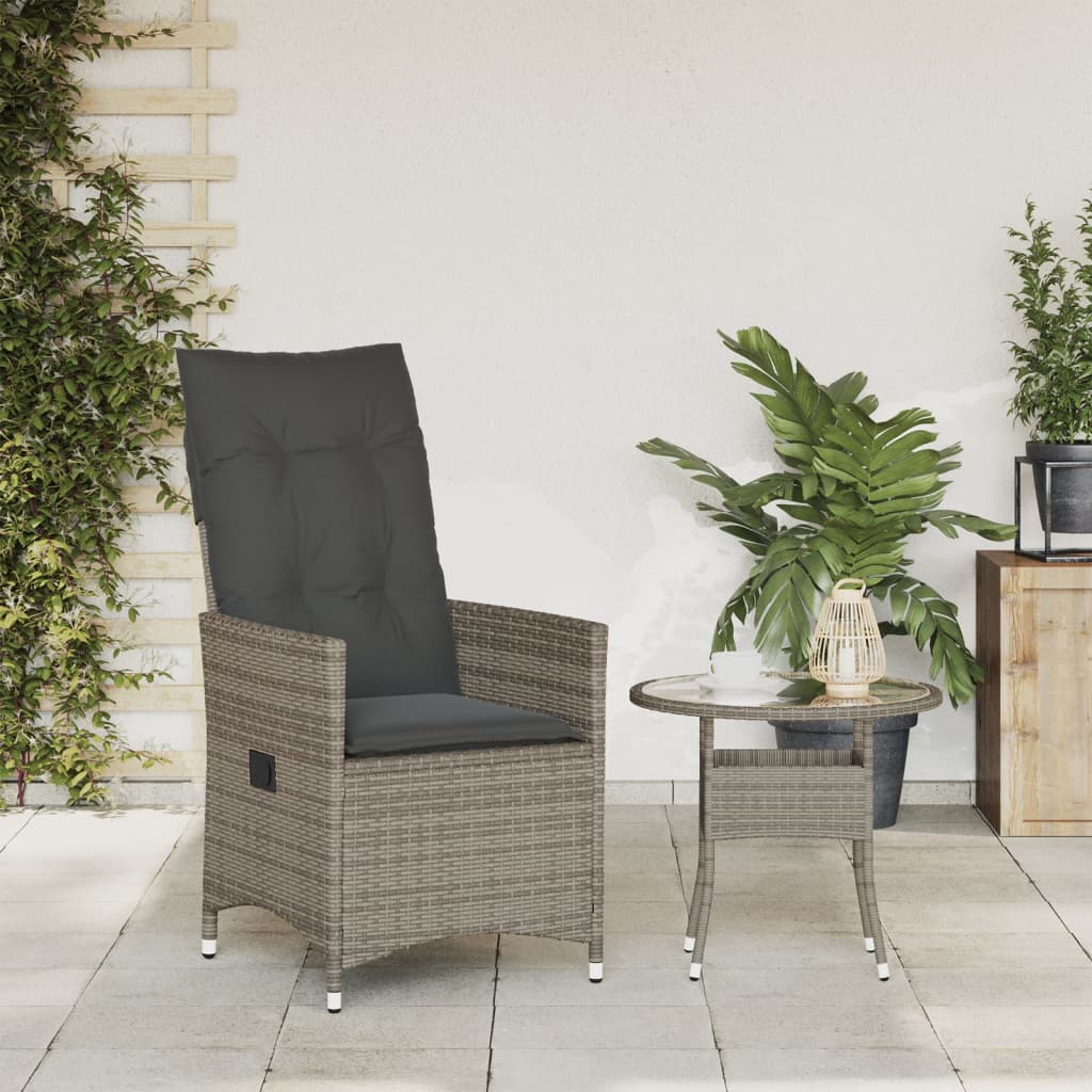 Tuinstoel verstelbaar met kussens poly rattan grijs is nu te koop bij PeponiXL, paradijselijk wonen!