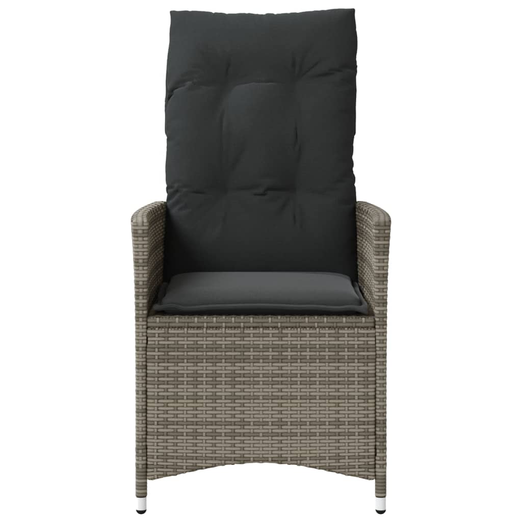 Tuinstoel verstelbaar met kussens poly rattan grijs is nu te koop bij PeponiXL, paradijselijk wonen!